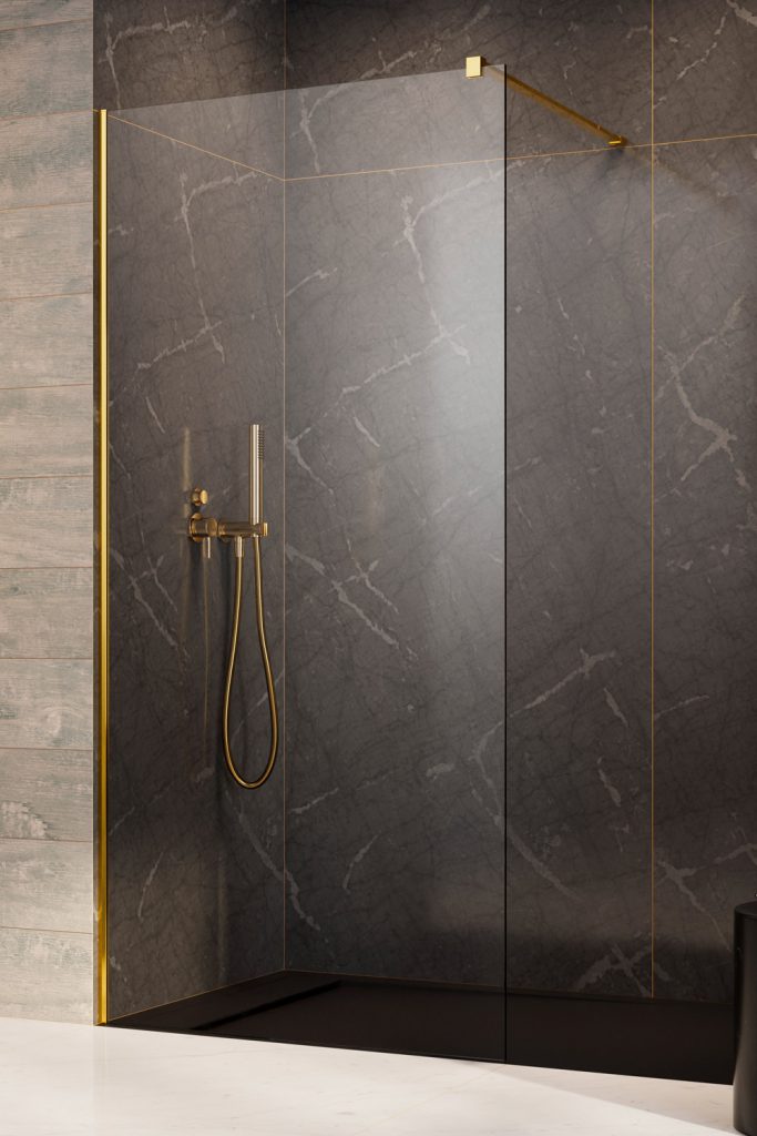 Radaway Modo New Gold II Walk-In ścianka 100 cm złoty połysk/szkło przezroczyste 389104-09-01