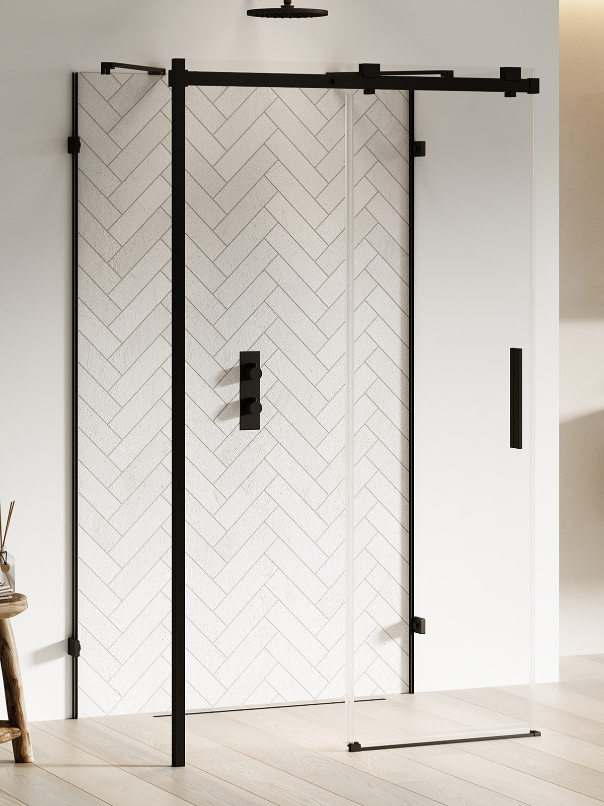 New Trendy Softi X Black kabina prysznicowa 130x80 cm prostokątna lewa czarny mat/szkło przezroczyste EXK-5443