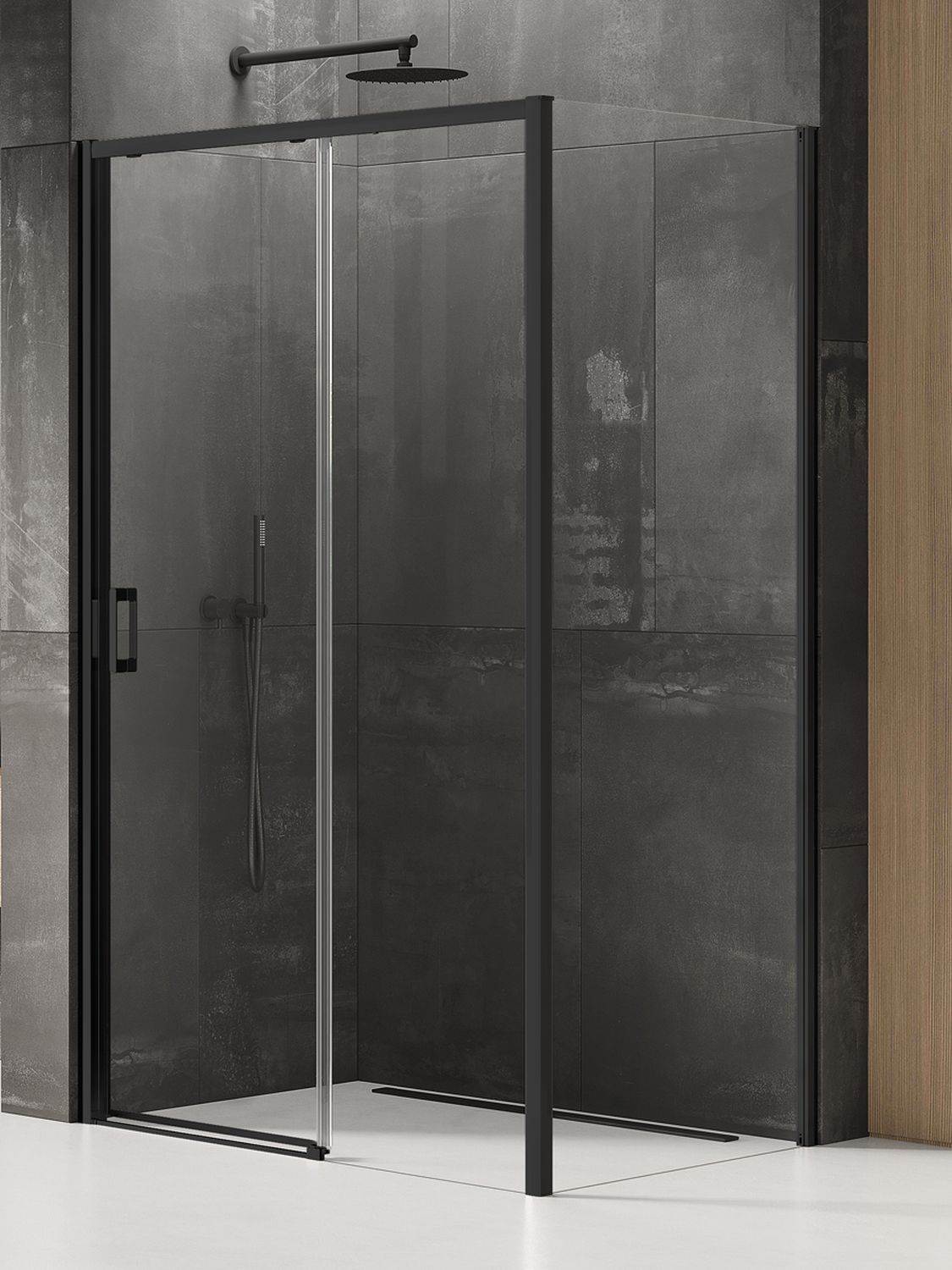 New Trendy Prime Black kabina prysznicowa 140x90 cm prostokątna prawa czarny mat/szkło przezroczyste K-1322