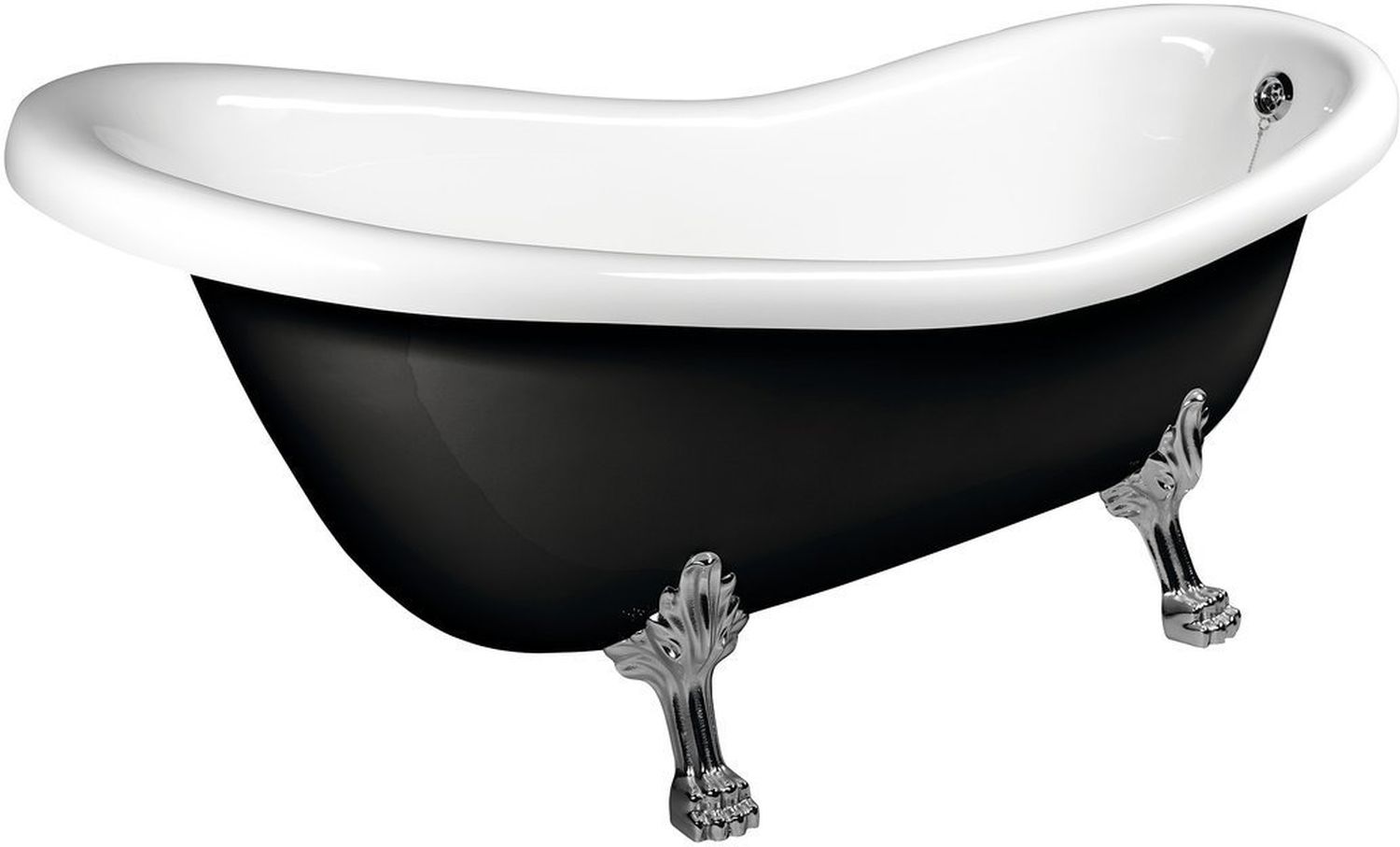 Polysan Retro wanna wolnostojąca 169x75 cm owalna czarno-biała z łapami chrom mat 72967