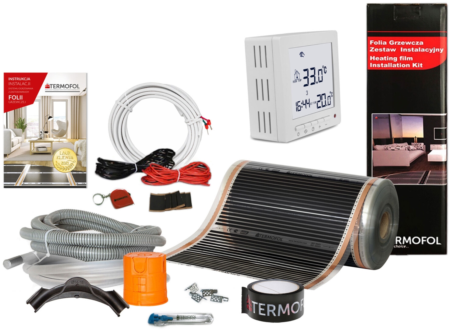 Termofol TF folia grzewcza 8 m2 140W/m2 z akcesoriami i termoregulatorem TF-H2 białym TF305.140.H2.80