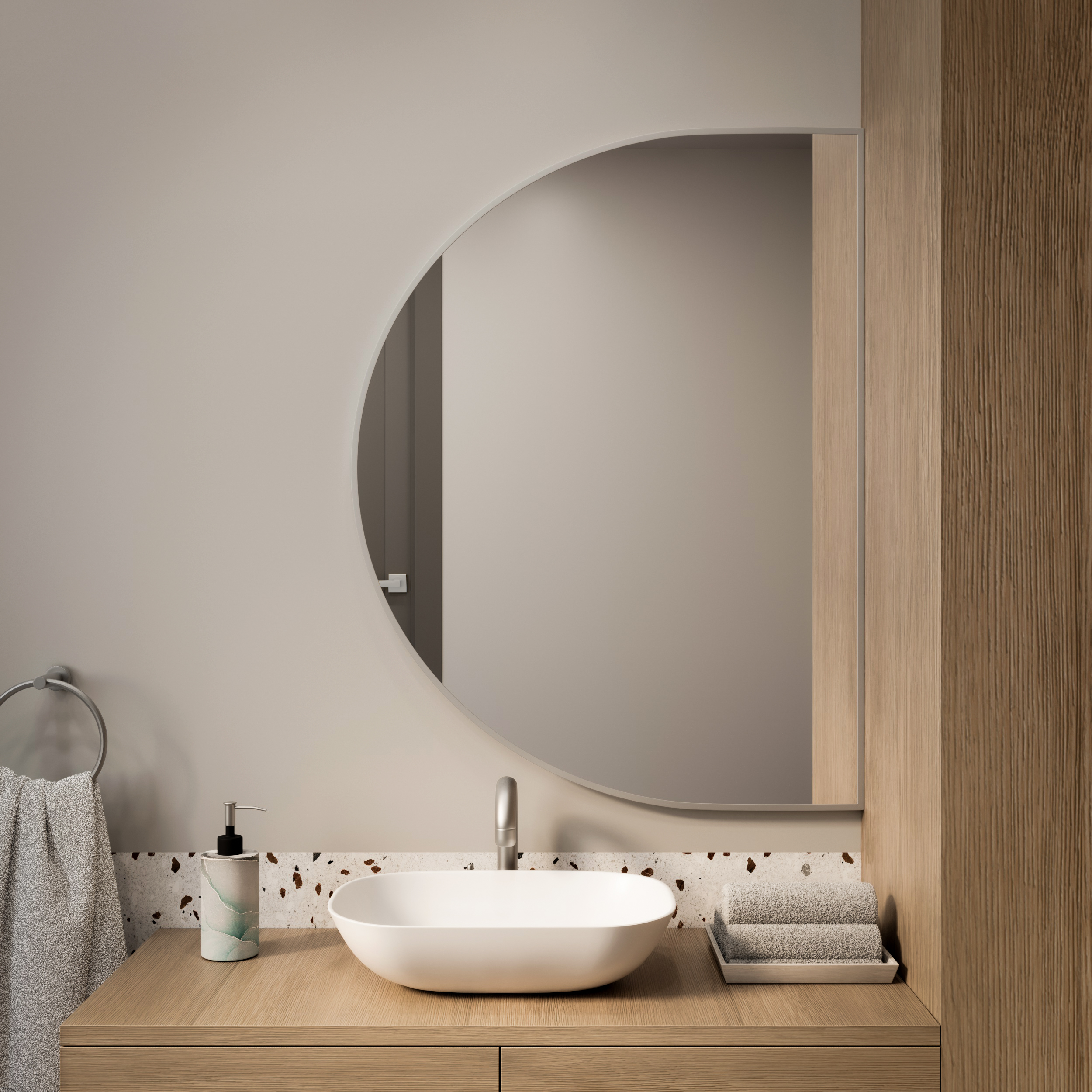 Baltica Design Tiny Border Semi Round lustro 150x85 cm srebrne