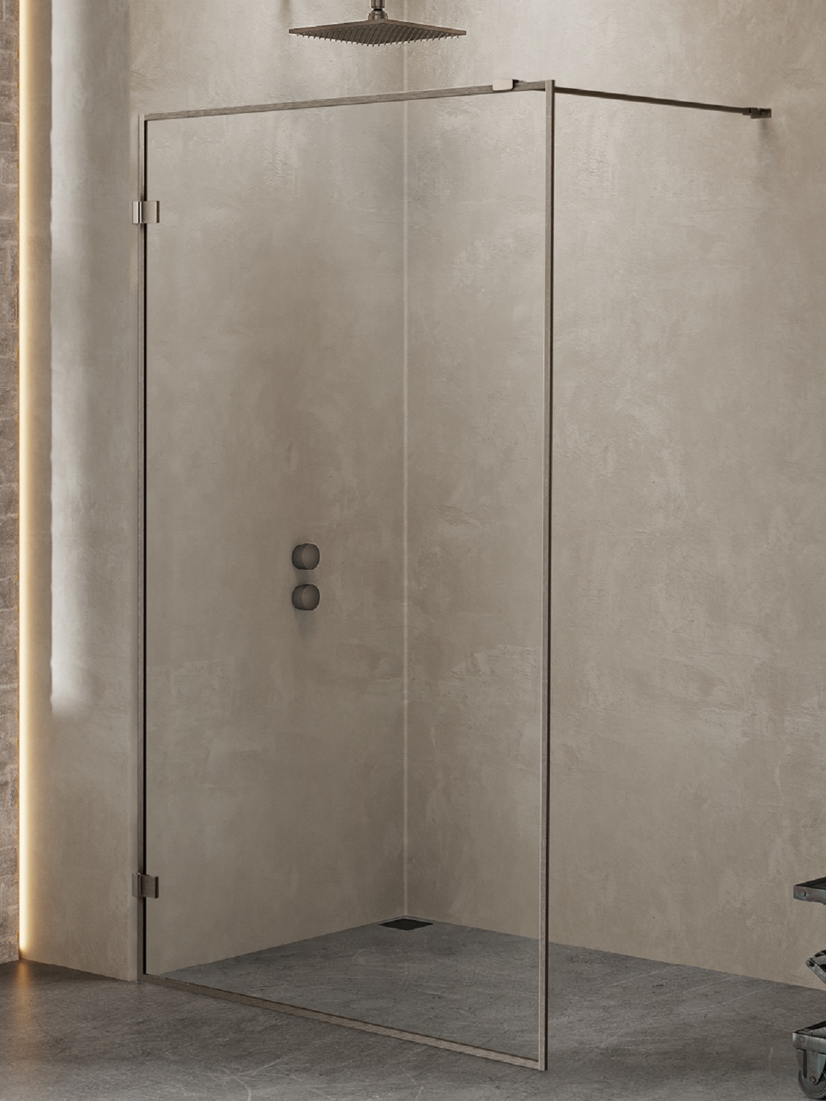 New Trendy Avexa Walk-In ścianka prysznicowa 110 cm wolnostojąca gunmetal szczotkowany/szkło przezroczyste EXK-3513