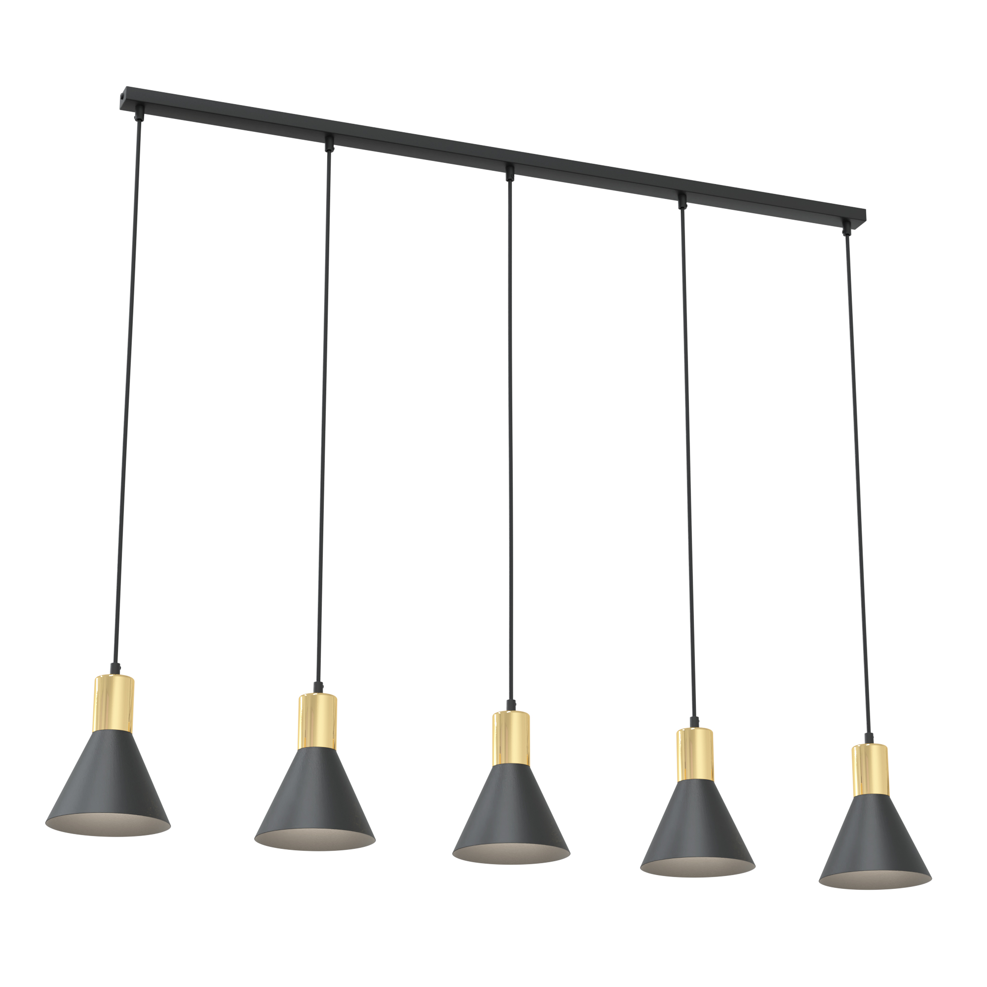 Emibig Rosa lampa wisząca 5x10 W czarna-złota 1388/5