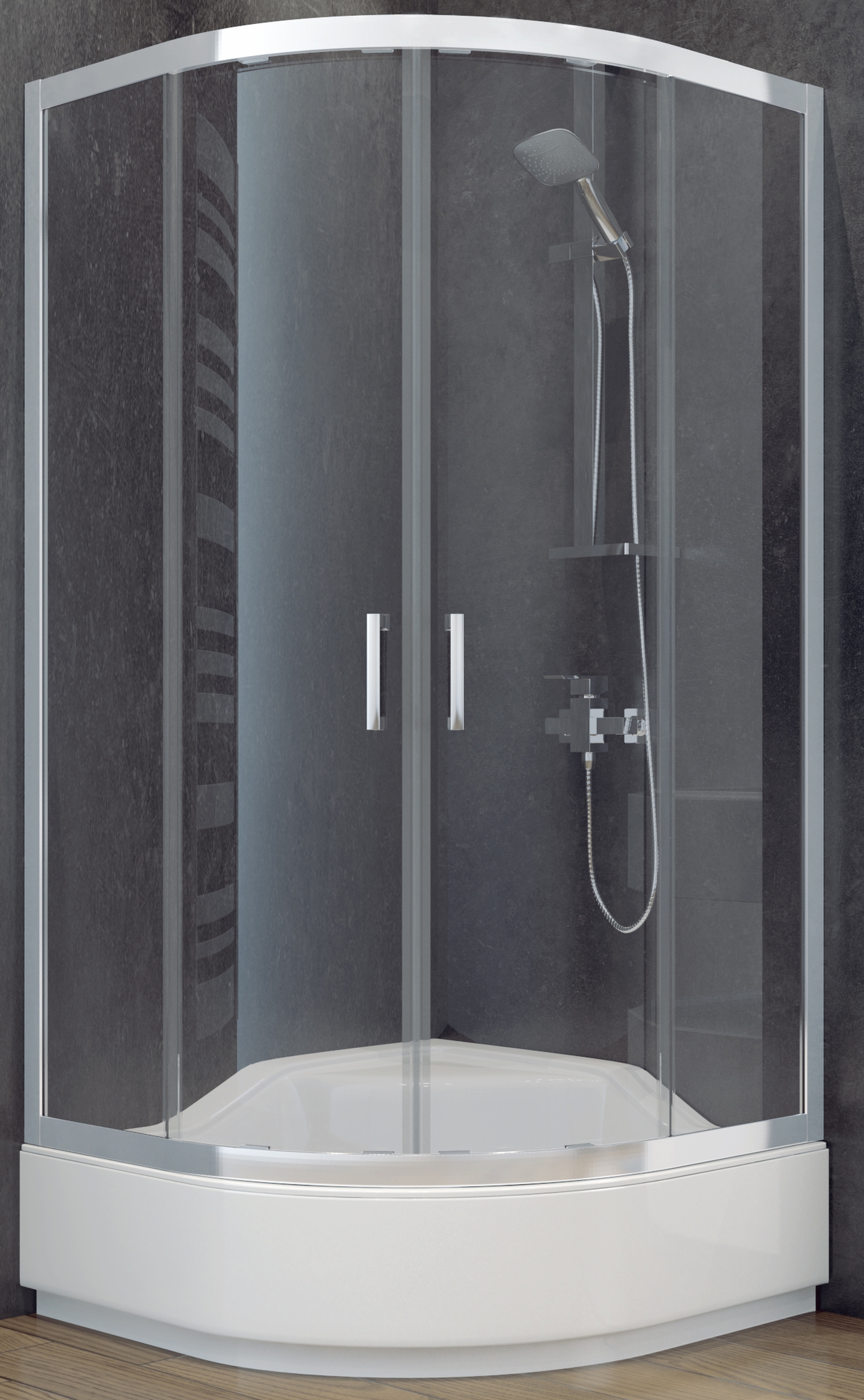 Besco Modern 165 kabina prysznicowa 90x90 cm półokrągła chrom/szkło grafitowe MP-90-165-G