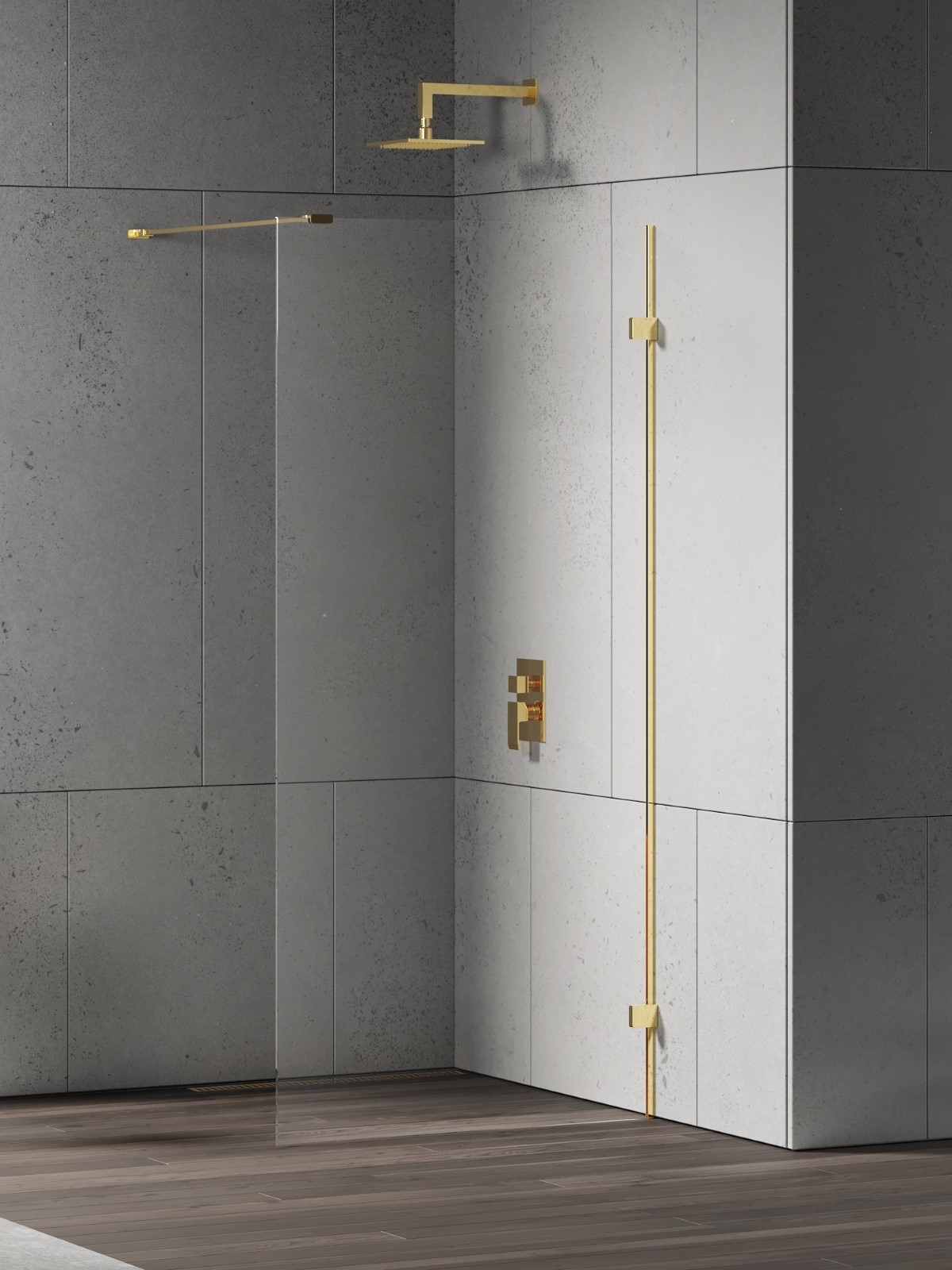 New Trendy Eventa Gold Shine ścianka prysznicowa walk-in 140 cm złoty połysk/szkło przezroczyste EXK-4845
