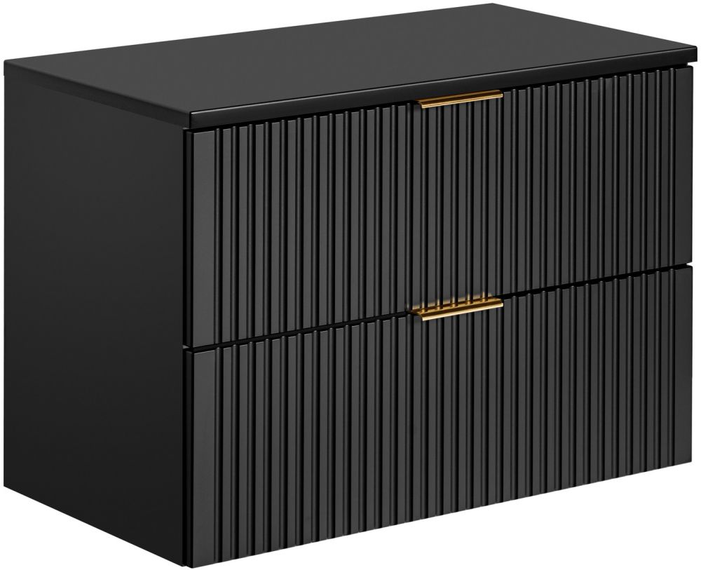 Zestaw Comad Adel Black szafka 80 cm podumywalkowa z blatem czarny (ADELBLACK8280B2S, ADELBLACK8980B) - Wysyłka w 24h