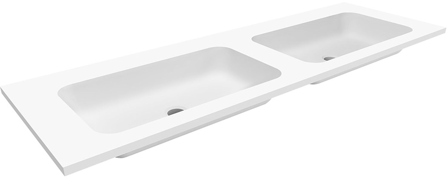 Cristalstone Linea Simpla umywalka 140x45 cm wpuszczana prostokątna biały U1400-2xMCOT/CR/BO