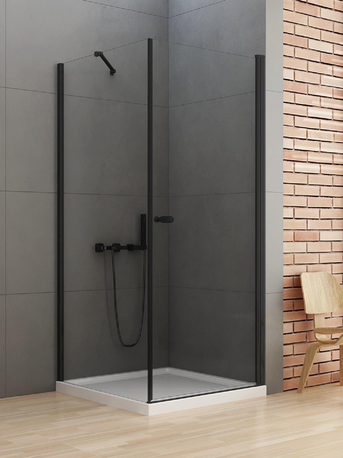 New Trendy New Soleo Black kabina prysznicowa 100x90 cm prostokątna czarny mat/szkło przezroczyste D-0232A/D-0115B