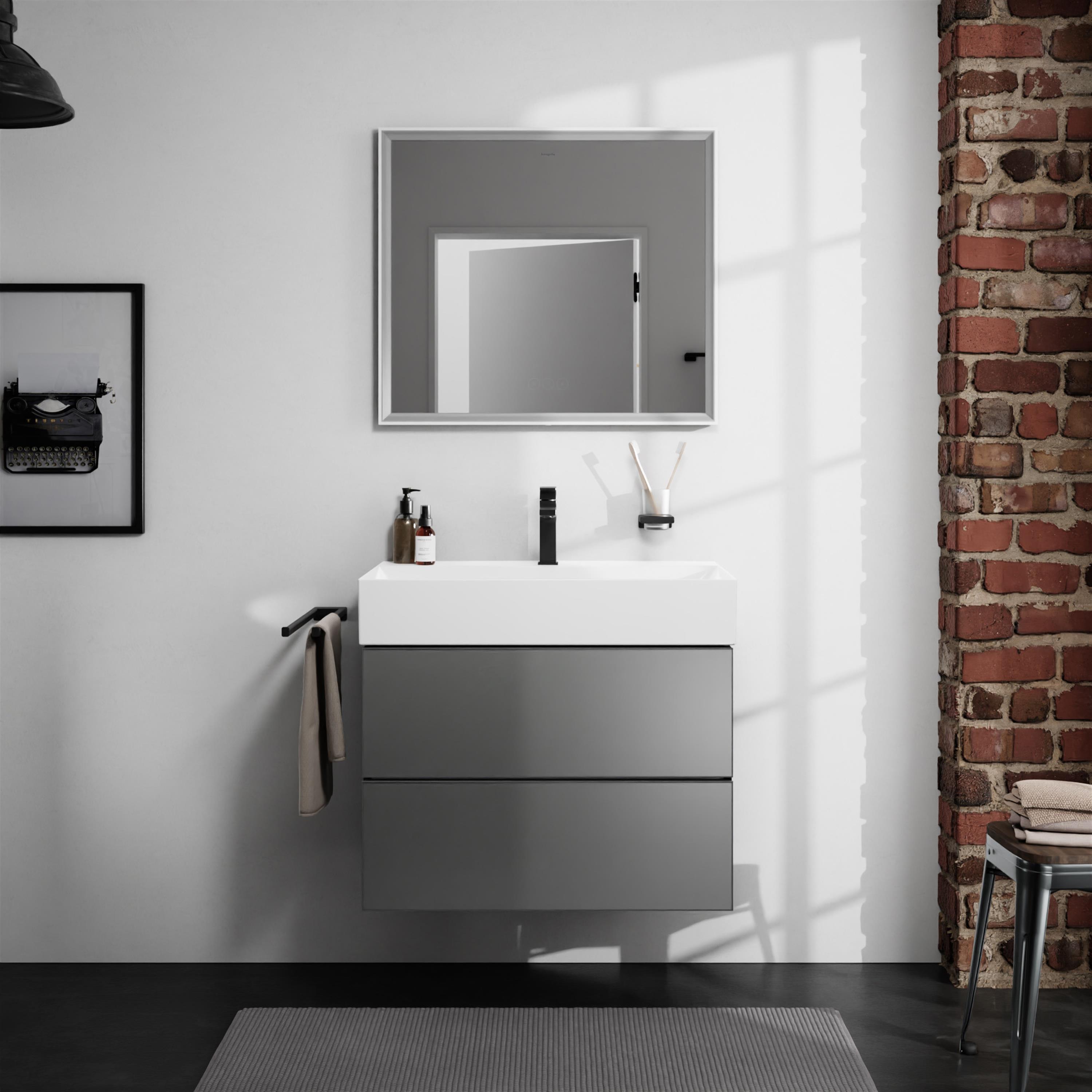 Hansgrohe Xarita E lustro 80x70 cm z oświetleniem LED biały mat 54987700