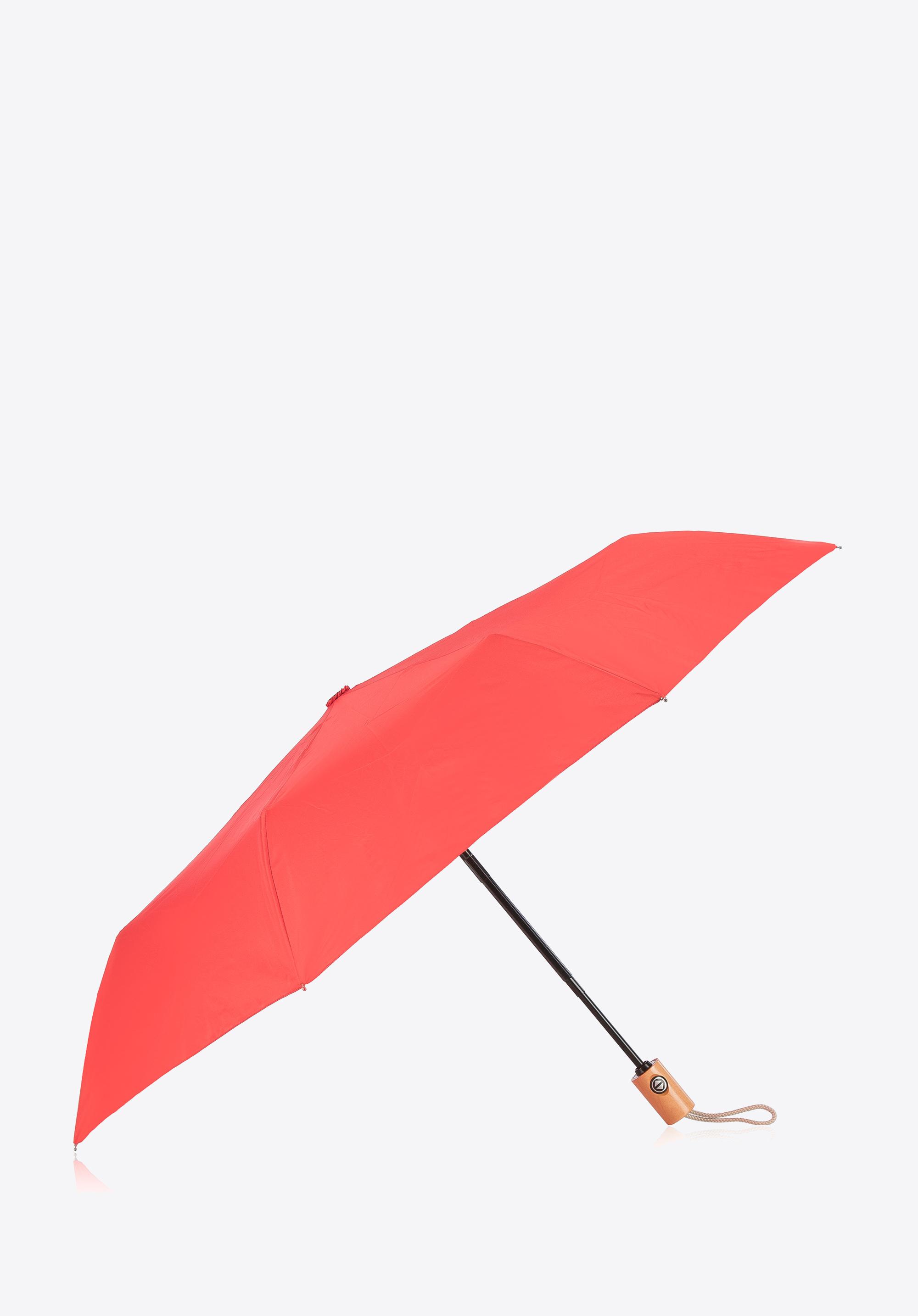 Parasol automatyczny z drewnianą rączką czerwony