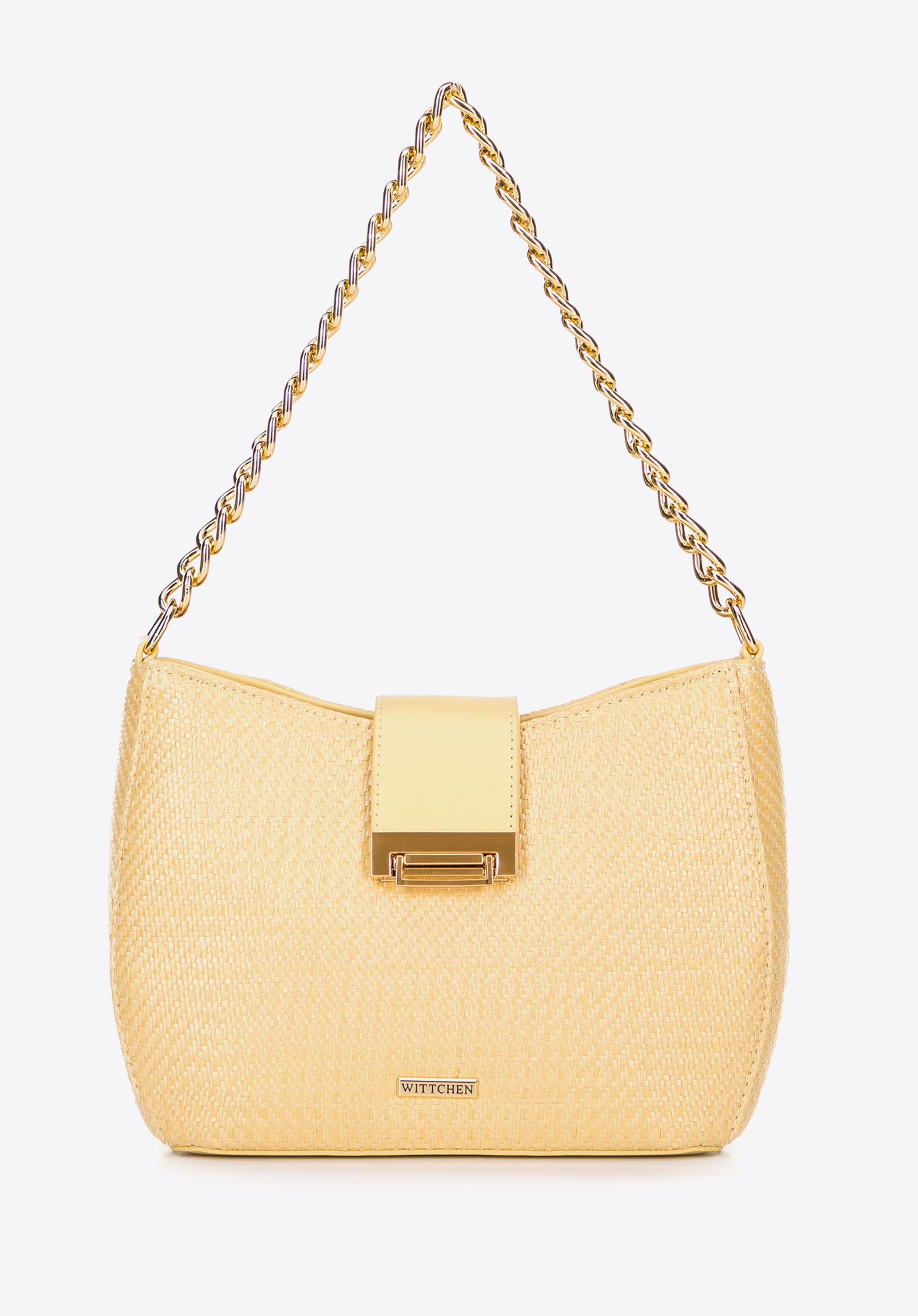 Damska torebka crossbody pleciona żółta