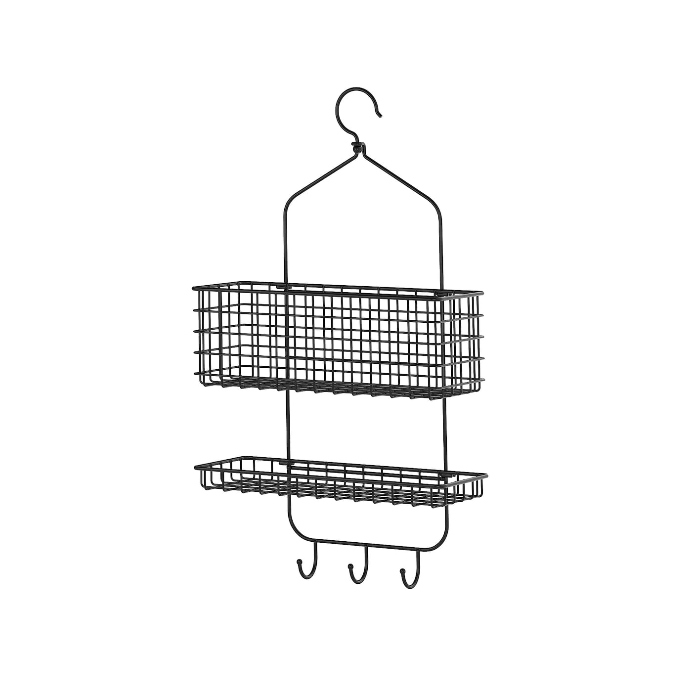 IKEA BLECKSJÖN wieszak prysznicowy, 2 poziomy, czarny, 31x56 cm