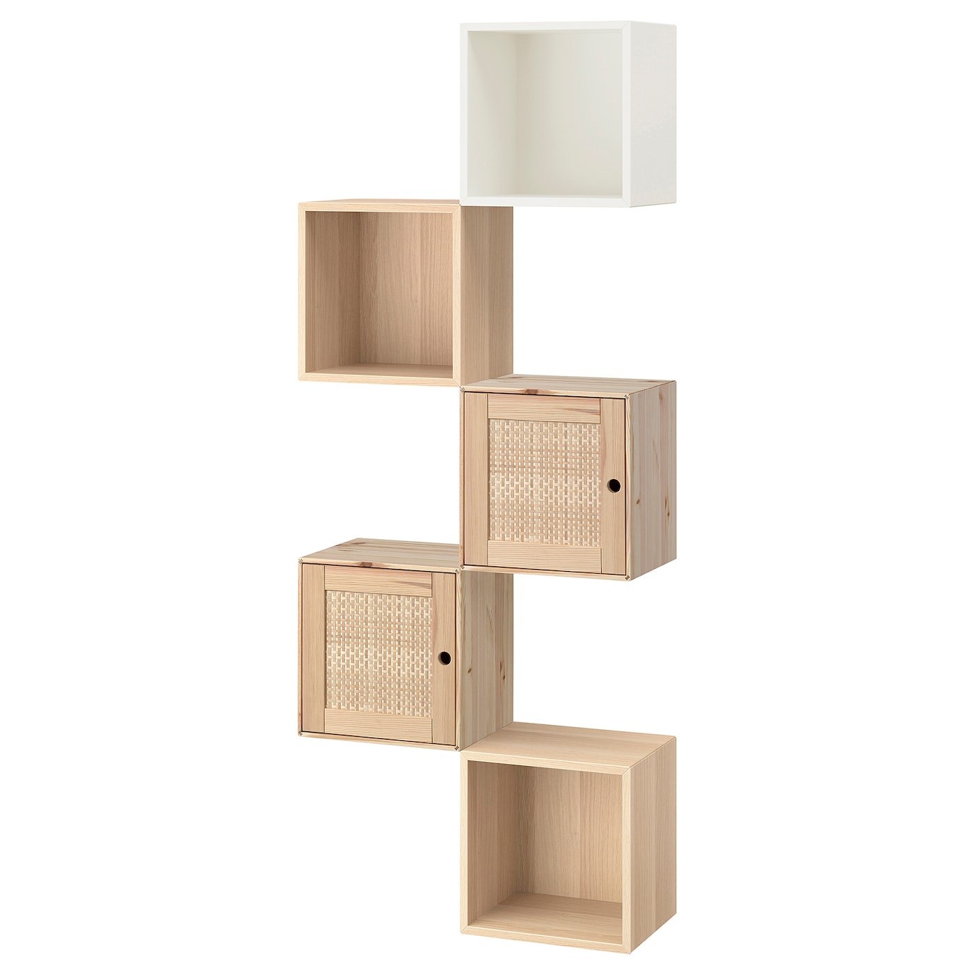IKEA EKET / VÄLJARE kombinacja szafek wiszących, wielobarwny/sosna, 70x25x175 cm