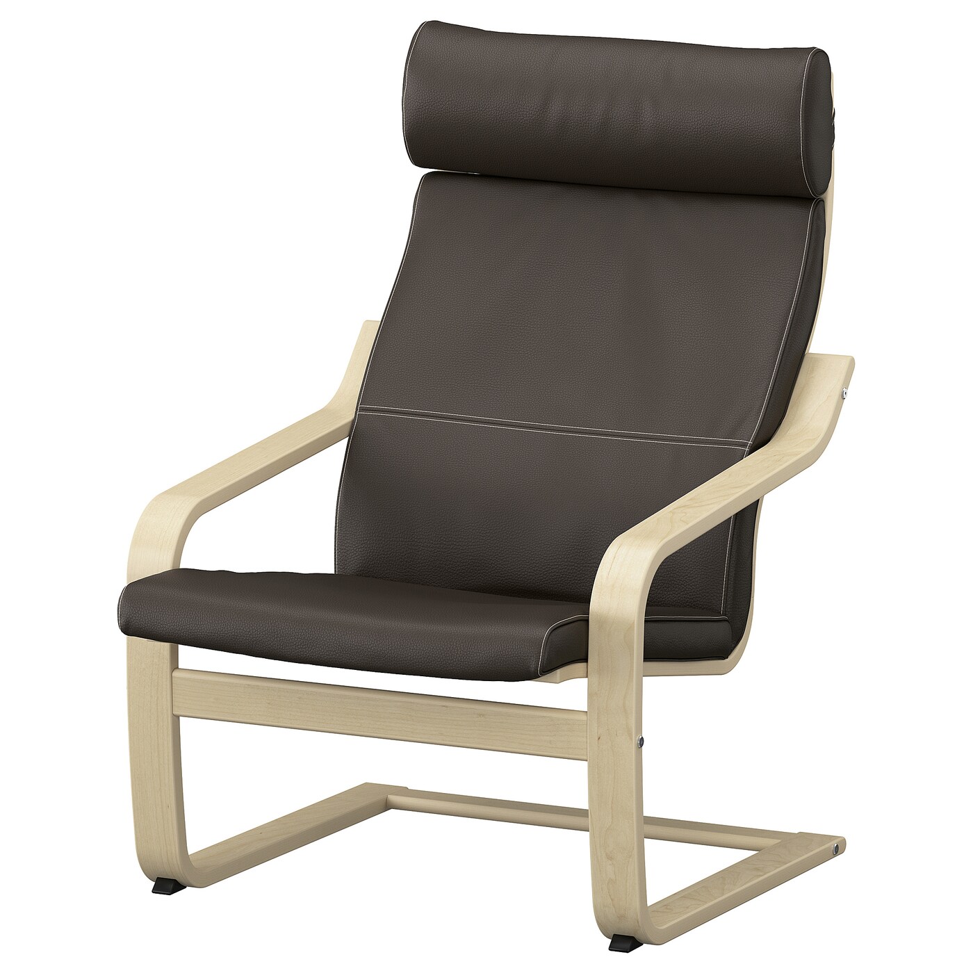 IKEA POÄNG fotel, okl brzoz/Glose ciemnobrązowy, Szerokość: 68 cm