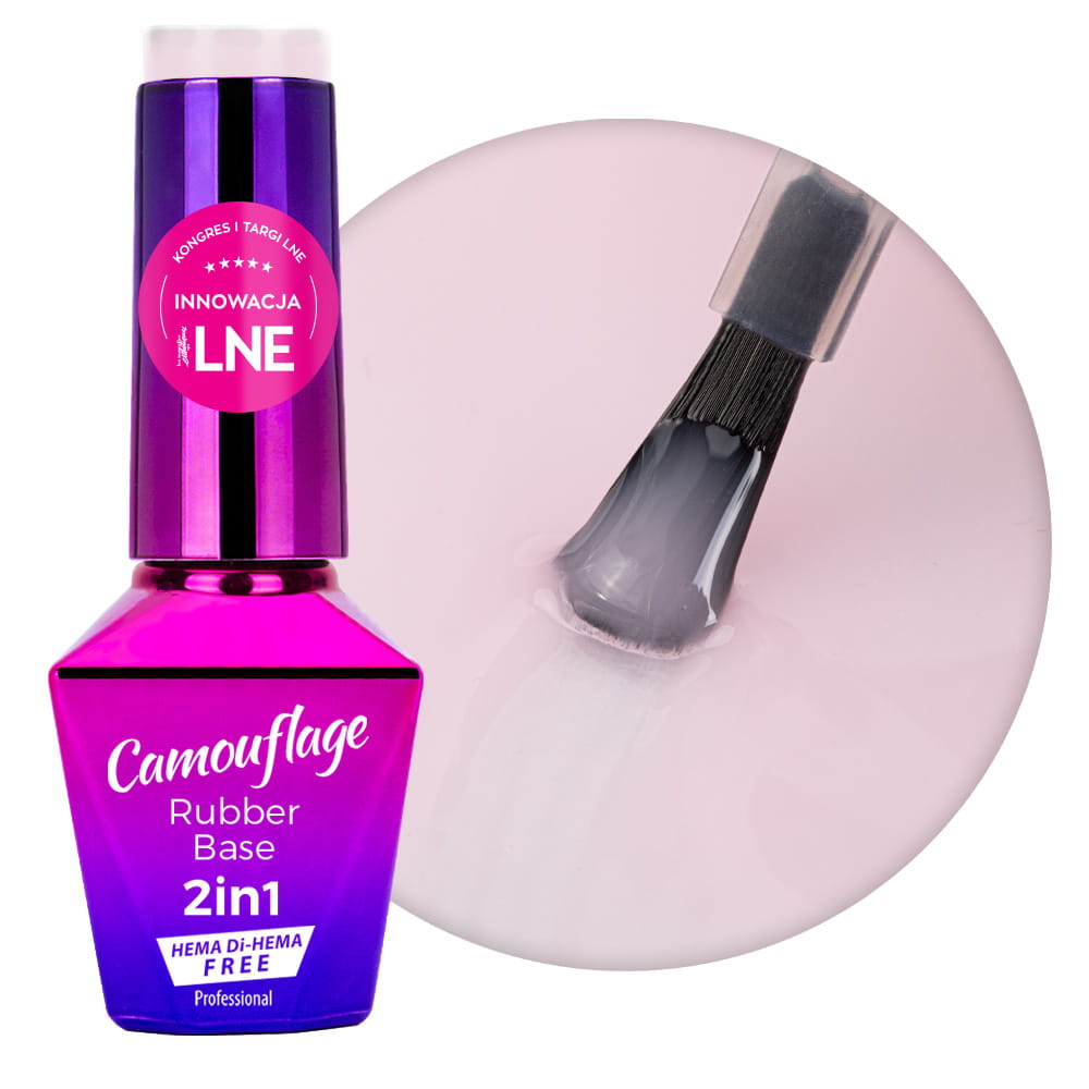 Baza kauczukowa Rubber Base 2w1 Camouflage MollyLac Cool Nude HEMA/Di-HEMA Free 10 g Nr 8