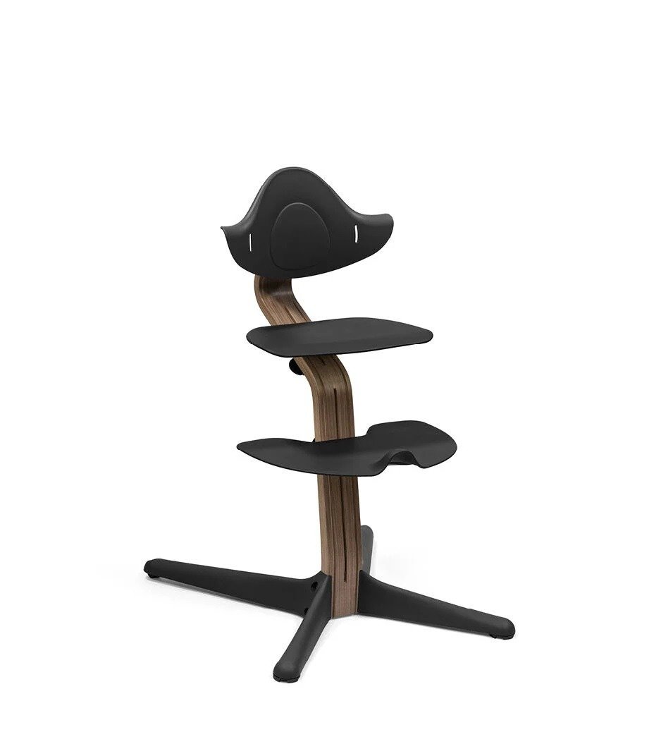 Stokke Nomi + Newborn Set - krzesełko + zestaw dla noworodka-Walnut Black-Newborn Set Black-Grey Blue