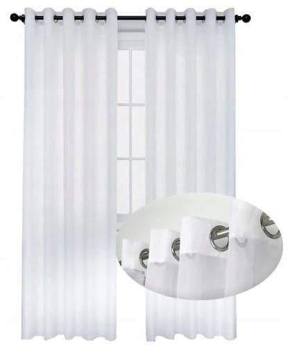 ETAMINA FIRANA GOTOWA na srebrnych przelotkach wys 240x550 cm BIAŁA GŁADKA