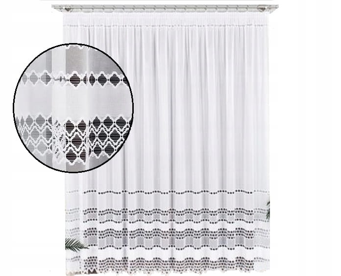 Firana żakardowa Filomena 250x550 z taśmą, elegancka i stylowa