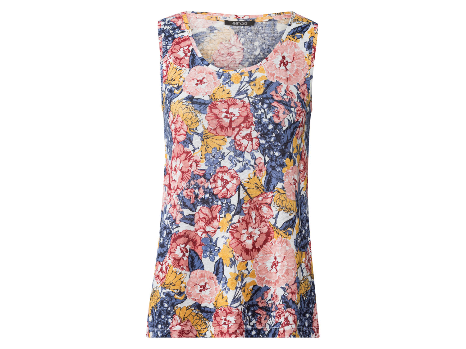 esmara Top damski z lnu XS 32/34, Kwiaty