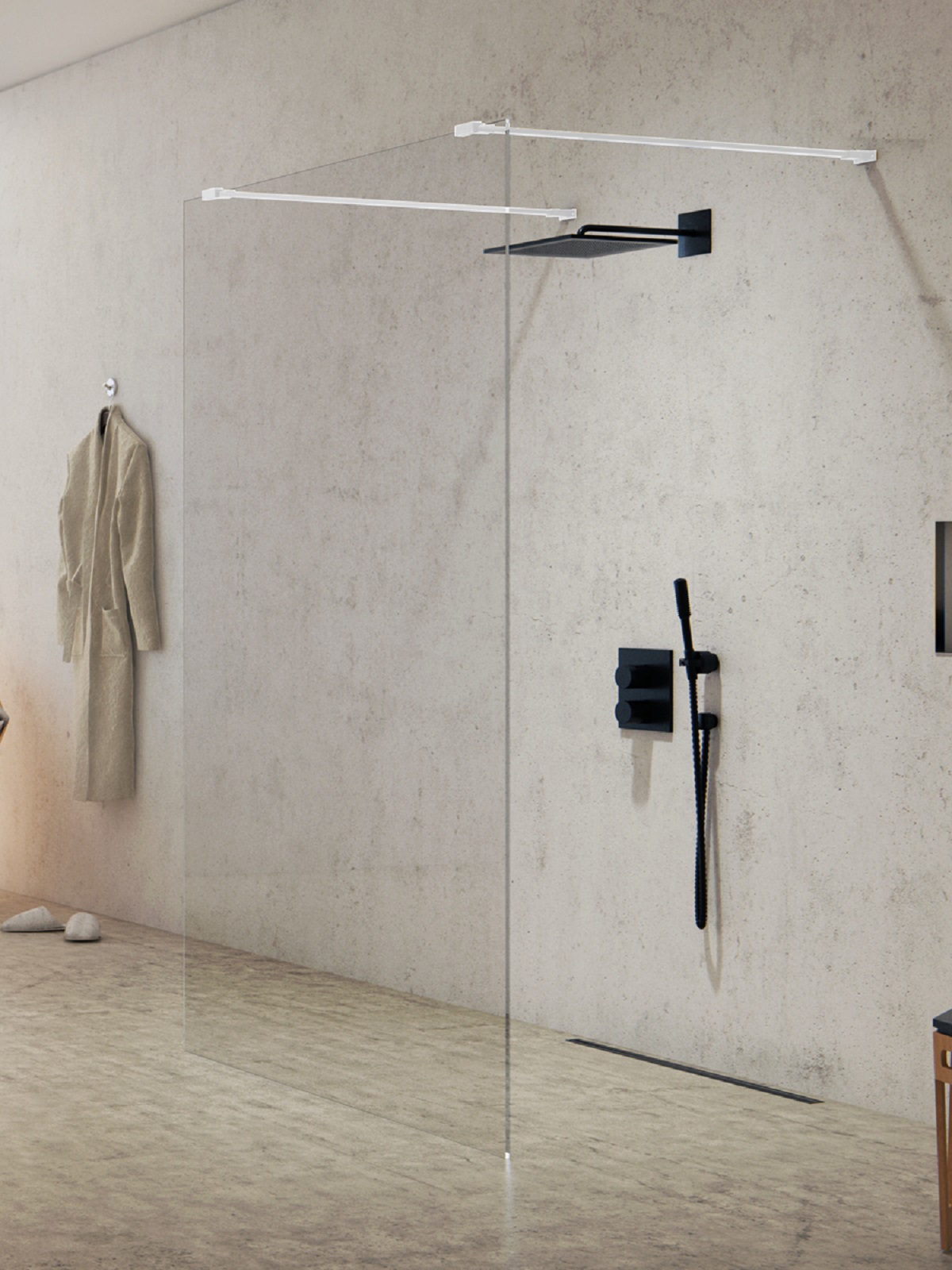 Darmowa Dostawa - Ścianka prysznicowa walk-in 120 cm biały mat/szkło przezroczyste New Trendy New Modus White EXK2269