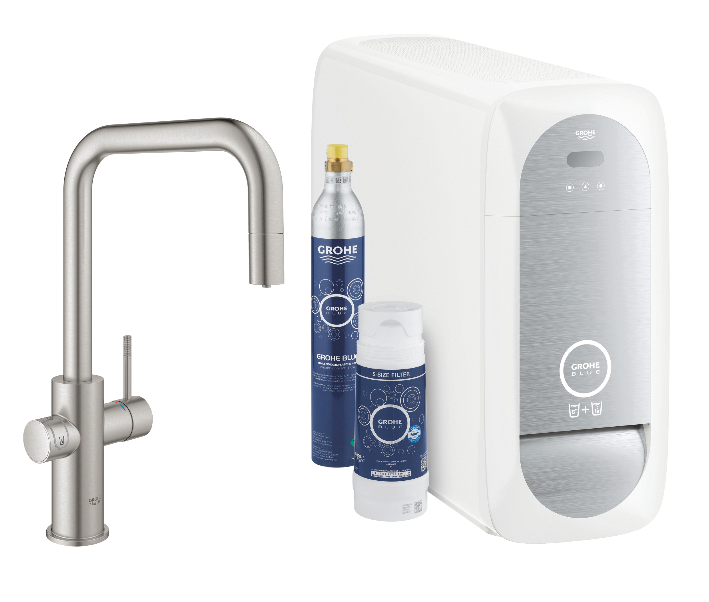 Darmowa Dostawa - Zestaw startowy z baterią kuchenną stojąca supersteel Grohe Blue 31543DC0