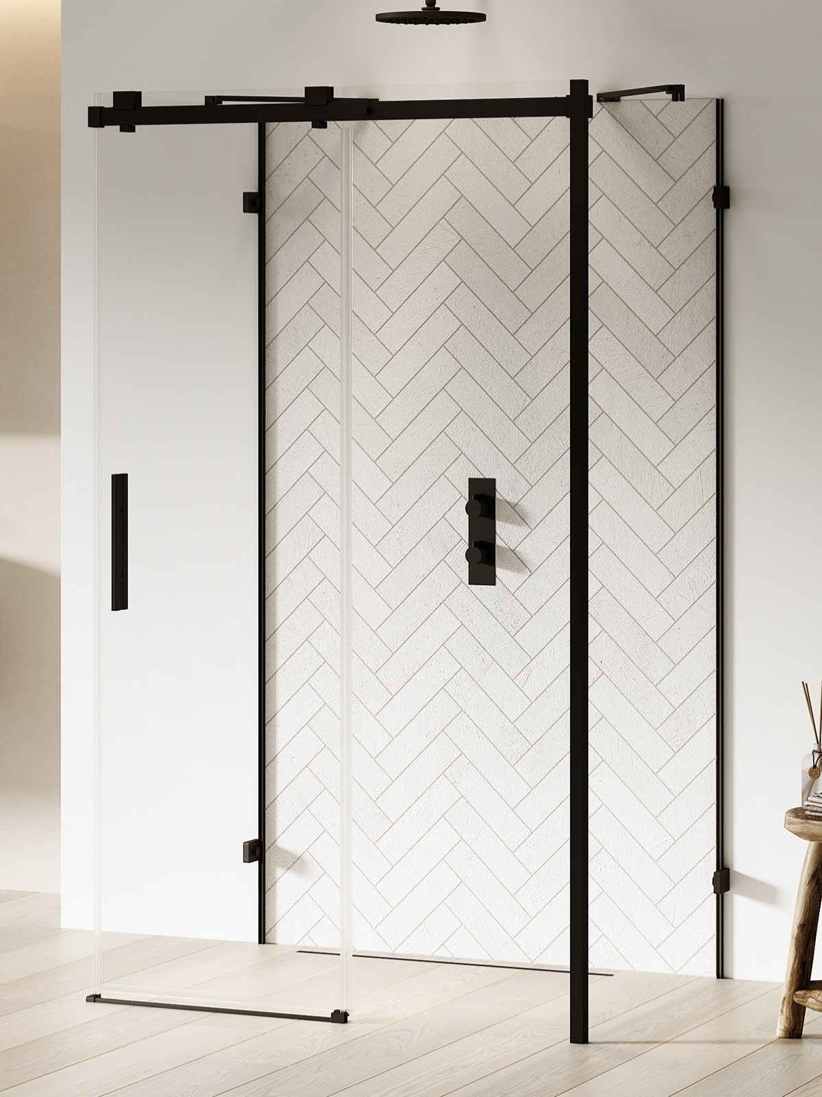 Darmowa Dostawa - Kabina prysznicowa 130x80 cm prostokątna czarny mat/szkło przezroczyste New Trendy Softi X Black EXK5444
