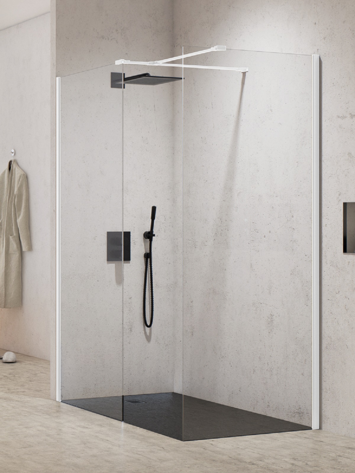 Darmowa Dostawa - Kabina prysznicowa walk-in 130x80 cm prostokątna biały mat/szkło przezroczyste New Trendy New Modus White EXK2287