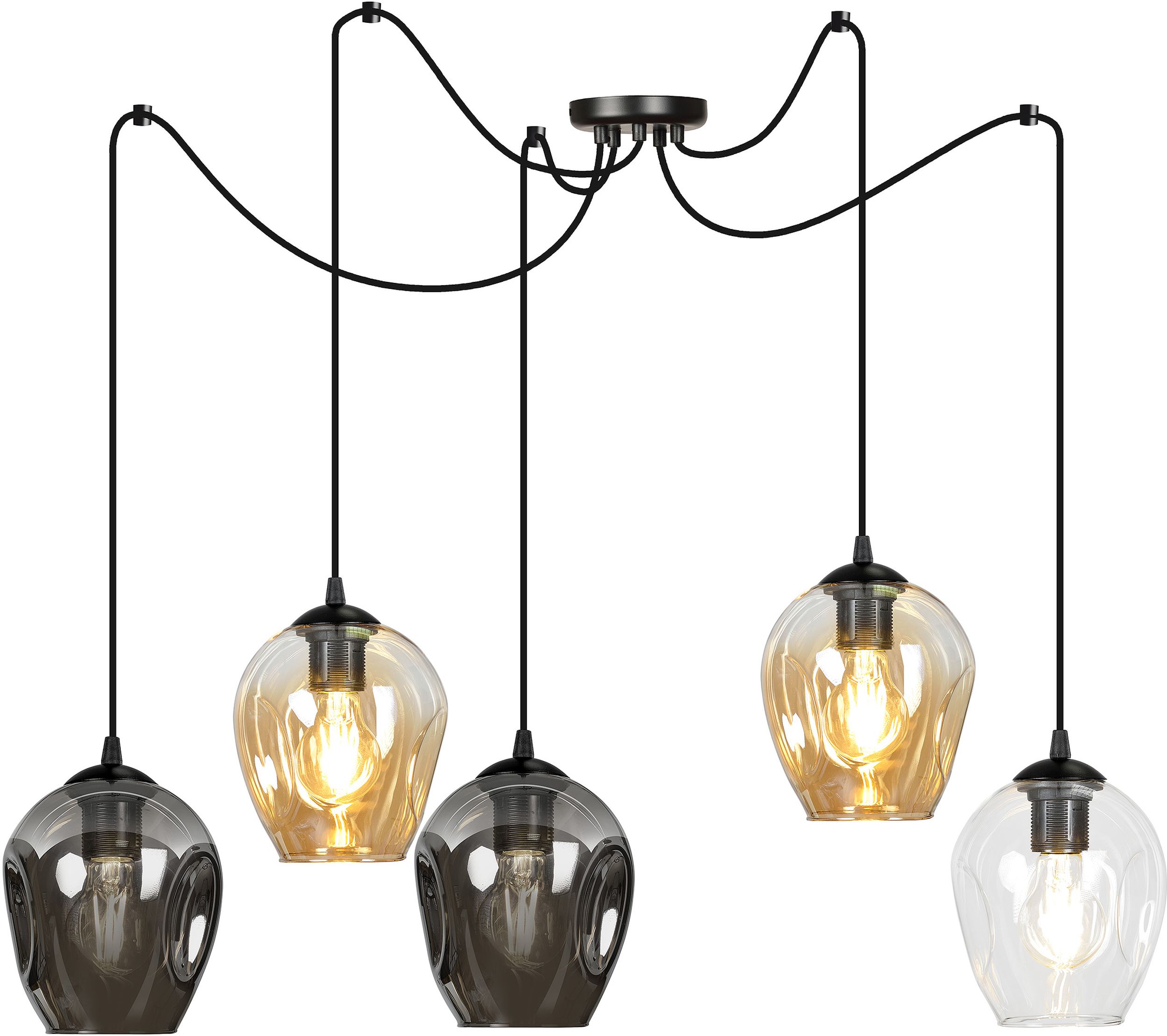 Darmowa Dostawa - Lampa wisząca 5x15 W czarna-przezroczysta-bursztynowa-grafitowa Emibig Level 7595