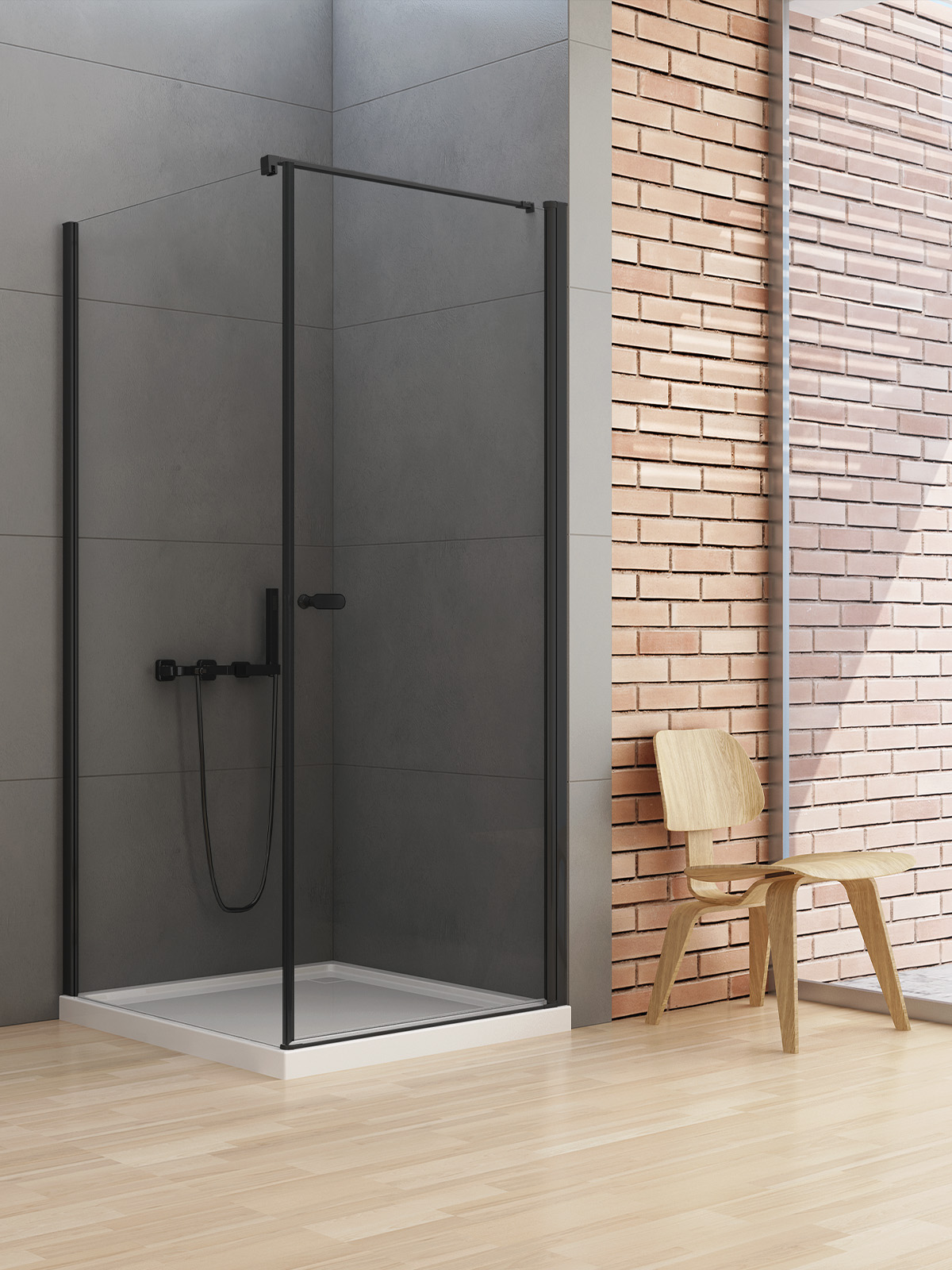 Darmowa Dostawa - Kabina prysznicowa 100x70 cm prostokątna czarny mat/szkło przezroczyste New Trendy New Soleo Black D0232A/D0113BWP