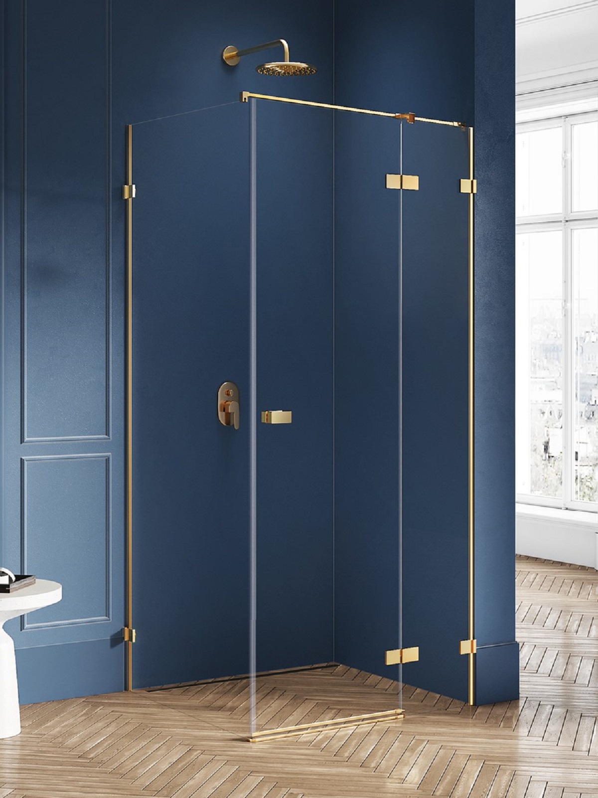 Darmowa Dostawa - Kabina prysznicowa 120x100 cm prostokątna złoty szczotkowany/szkło przezroczyste New Trendy Avexa Gold Brushed EXK1763
