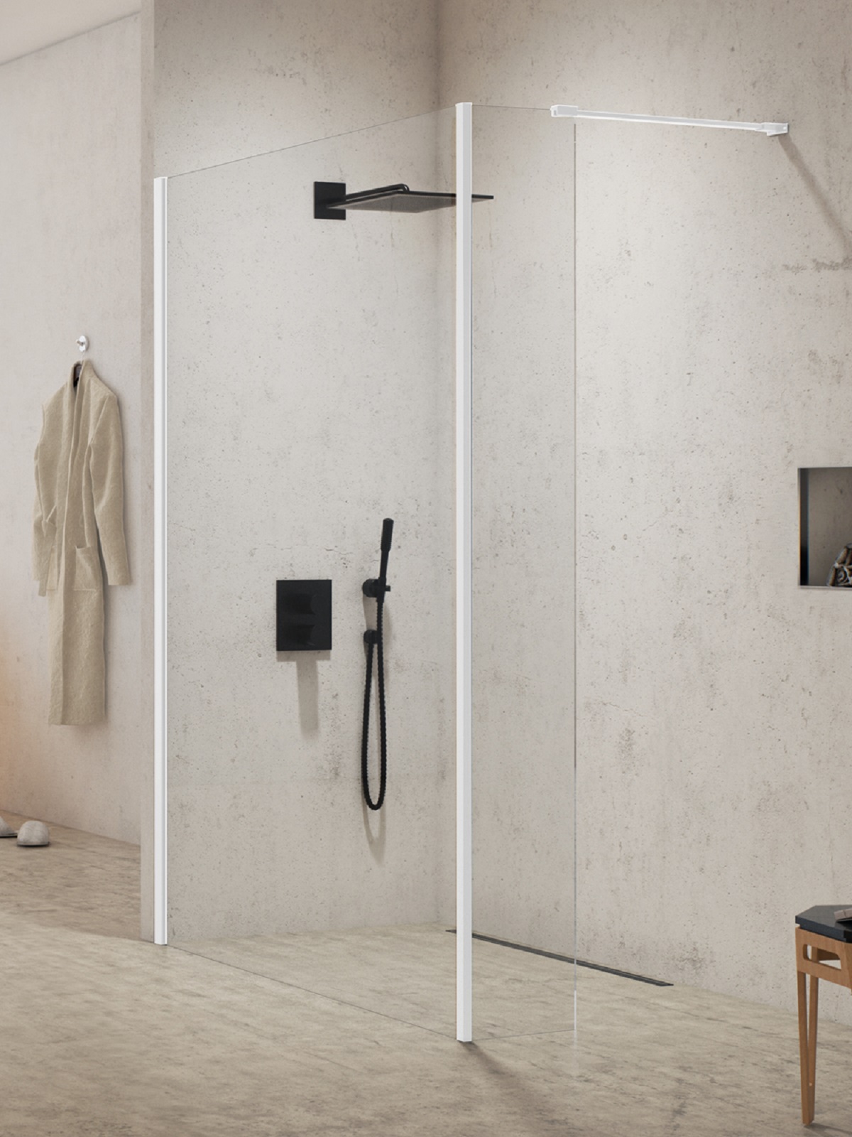 Darmowa Dostawa - Ścianka prysznicowa walk-in 130 cm biały mat/szkło przezroczyste New Trendy New Modus White EXK2234