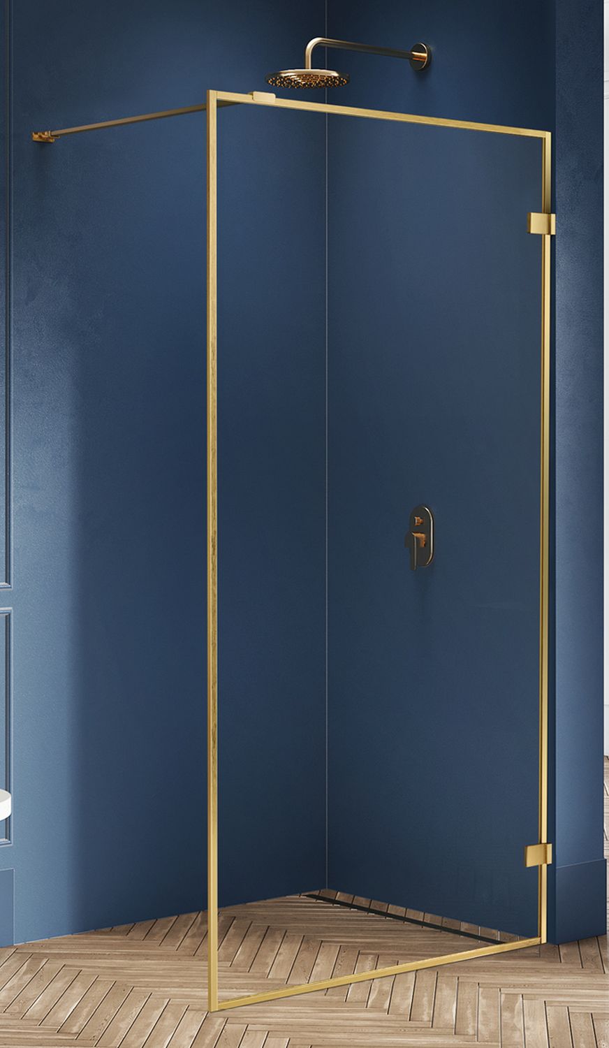 Darmowa Dostawa - Ścianka prysznicowa walk-in 120 cm złoty szczotkowany/szkło przezroczyste New Trendy Avexa Gold Brushed EXK3137