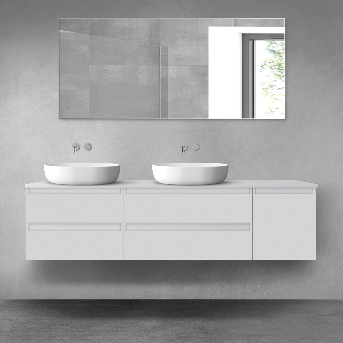 Darmowa Dostawa - Zestaw mebli łazienkowych 180x46.4x48.6 cm podumywalkowa wisząca szara Oltens Vernal 68513700