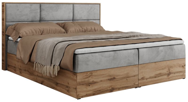 Łóżko kontynentalne MKS Meble ALBERO 2 200x200 H3 Jasnoszary welvet 1szt.