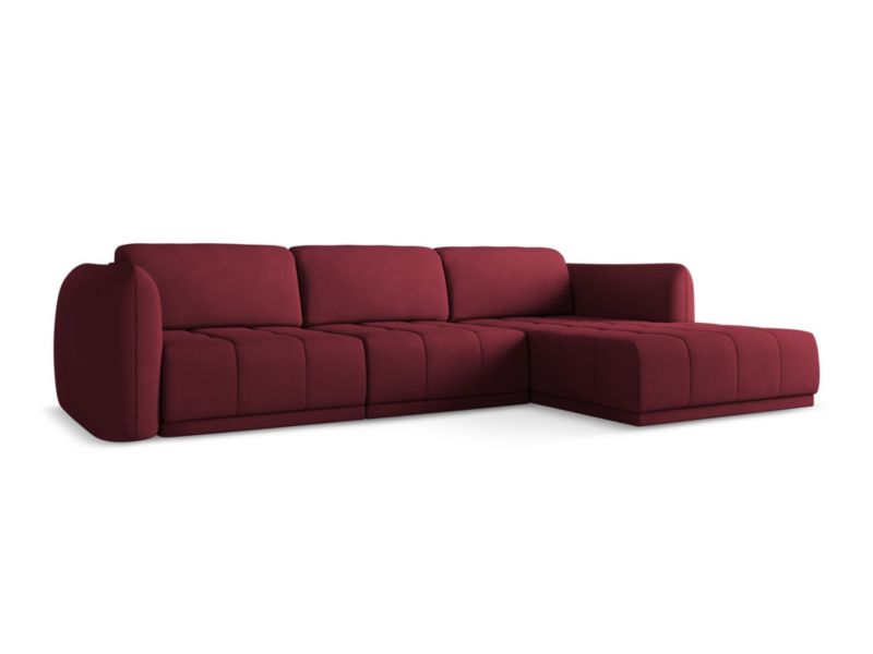 Narożnik prawostronny Makamii Hoku z tkaniny szenilowej 290x170 cm bordo 1 szt.