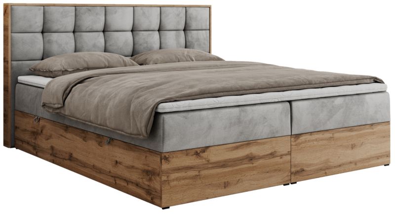 Łóżko kontynentalne MKS Meble ALBERO 1 160x200 H4 Jasnoszary welvet 1szt.