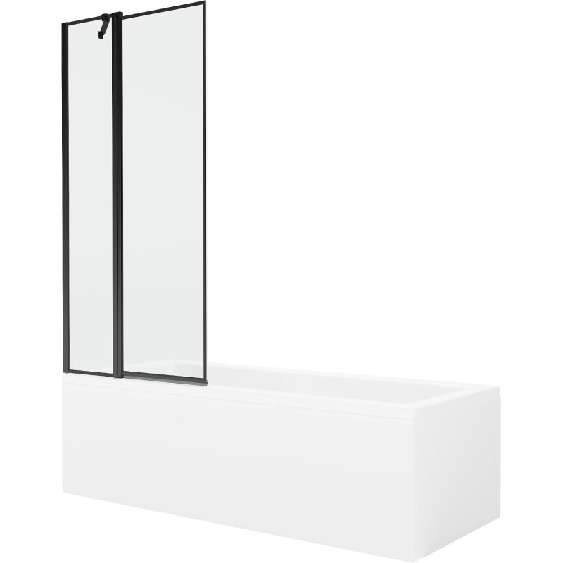 Wanna prostokątna Mexen Cubik 160 x 70 cm z obudową i parawanem 1-skrzydłowym 80 cm czarny wzór 550316070X9408117070 1 szt.