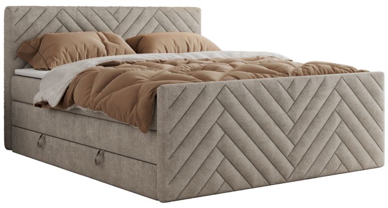 Łóżko kontynentalne MKS Meble PARIS KING DUO 120x200 H3 Beżowy struktura 1szt.