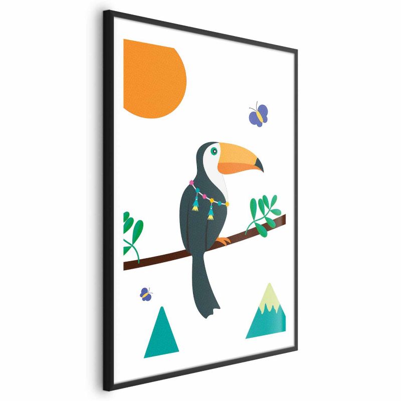 Plakat Artgeist Tukan i motyle 40x60 cm z ramą czarną 1 szt