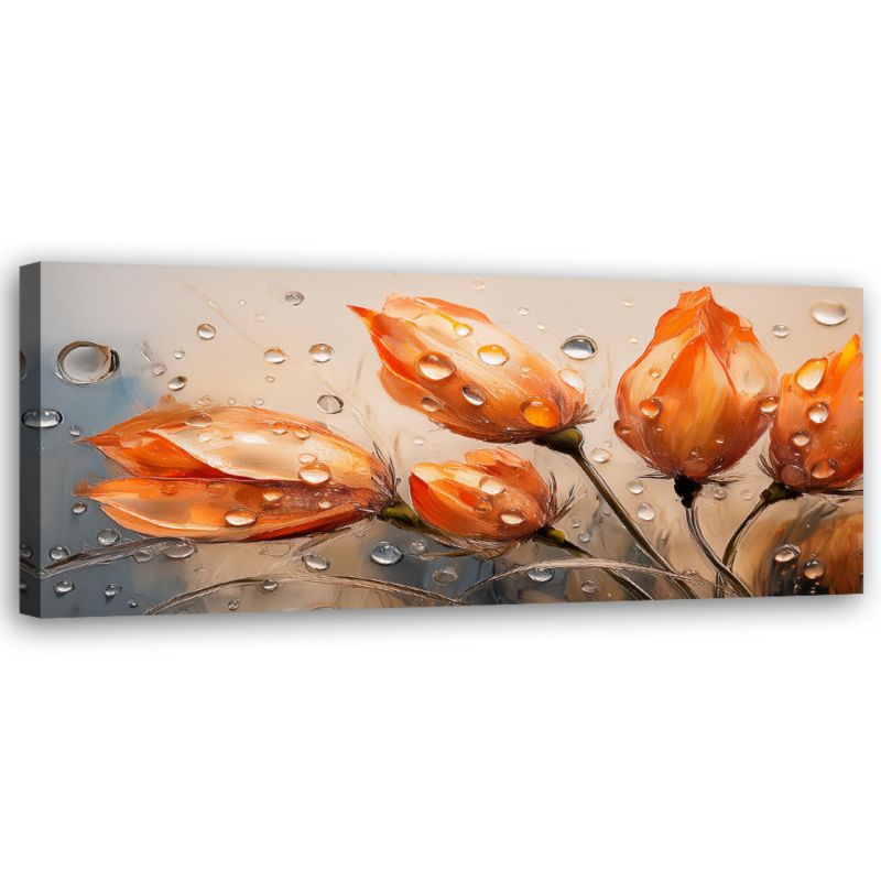 Obraz do salonu sypialni Feeby Tulipany Kwiaty Pomarańczowe 150x50 cm 1 szt