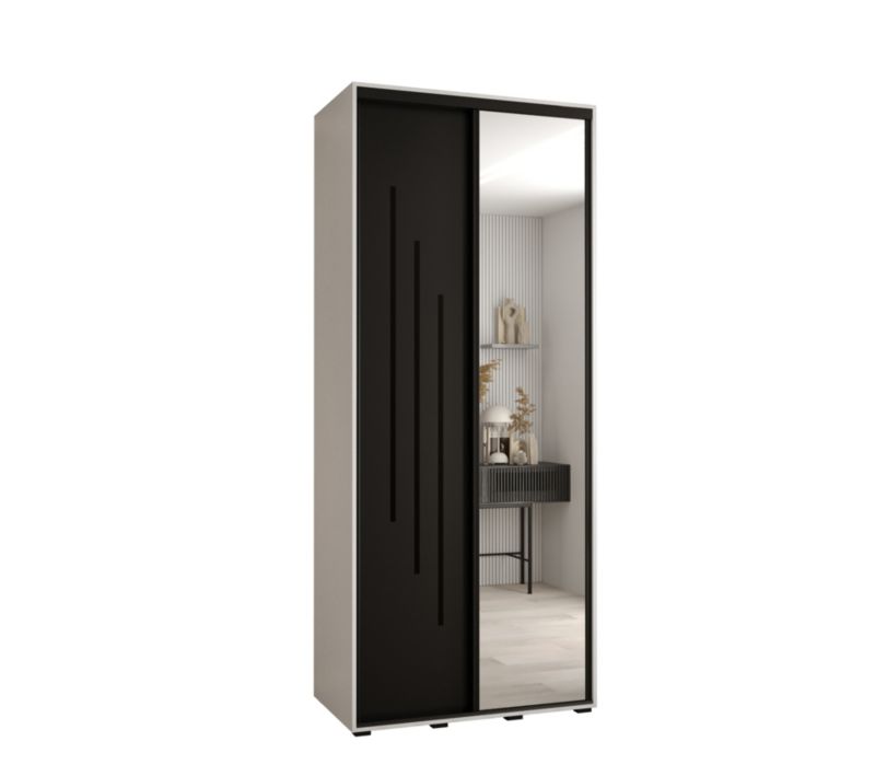 Szafa przesuwna Abiks DAVOS 9 wysoka szer.120cm gł.60cm biały/czarny/czarny 1szt.