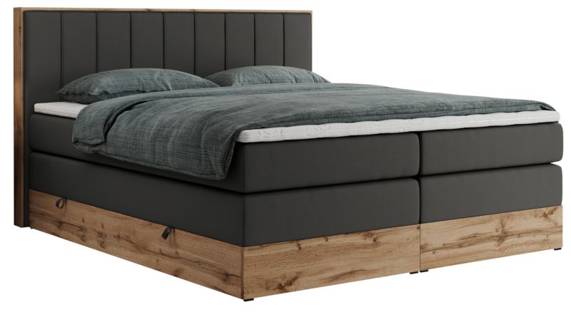 Łóżko kontynentalne MKS Meble BELLISSIMO KING 200x200 H4 ciemnoszary ekoskóra 1szt.
