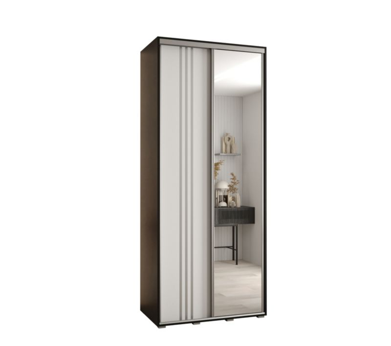 Szafa przesuwna Abiks DAVOS 7 wysoka szer.110cm gł.45cm czarny/biały/srebrny 1szt.