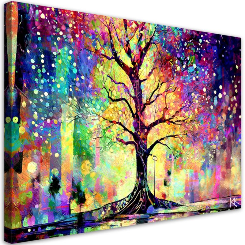 Obraz do salonu pokoju nowoczesny Feeby Kolorowe Drzewo 90x60cm 1szt