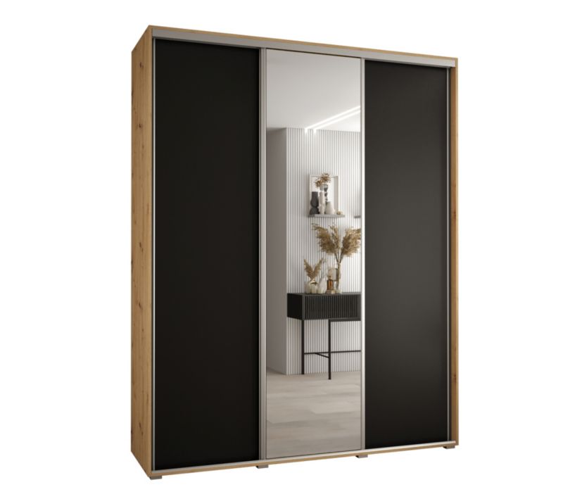 Szafa przesuwna Abiks DAVOS 3 wysoka szer.190cm gł.60cm artisan/czarny/srebrny 1szt.
