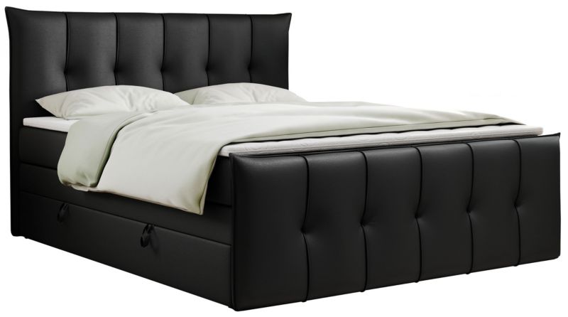 Łóżko kontynentalne MKS Meble PREMIUM 11 KING 120x200 H4 Czarny ecoskóra 1szt.