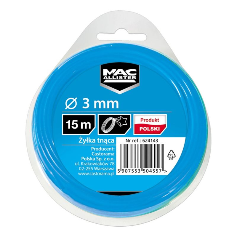 Żyłka tnąca MacAllister 3,0 mm / 15 m gwiazda