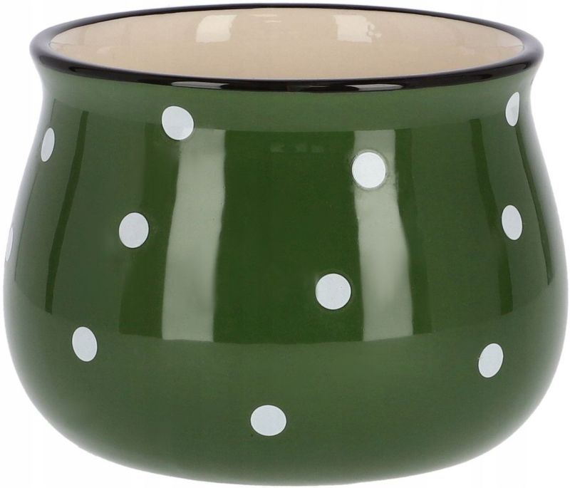 Doniczka ceramiczna KOTARBAU w grochy zielona 110 mm 1 szt.