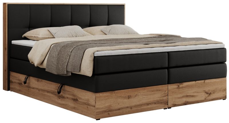 Łóżko kontynentalne MKS Meble ALBERO 1 KING 120x200 H4 Czarny ecoskóra 1szt.